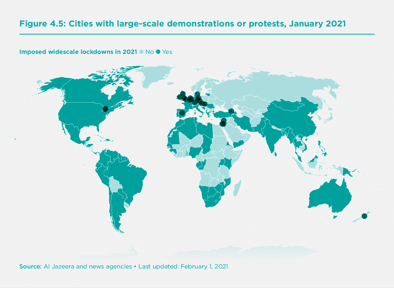 Figure 4.5. Cities with Large-Scale Demonstrations or Protests, January 2021
