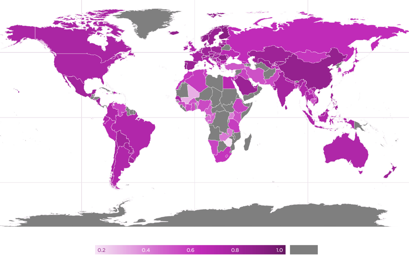 Figure 6.1: Global distribution of people's life being in balance population)